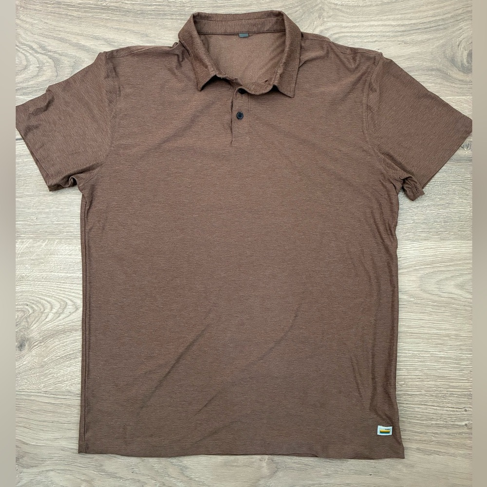 Vuori Strato Tech Polo Brown Performance Lightweight, Size Large